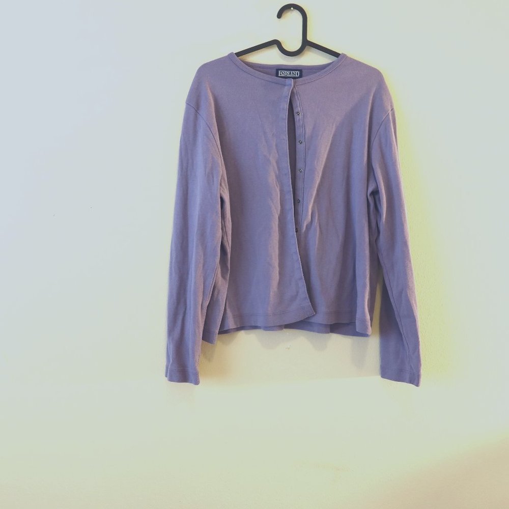 Vintage Land's End Snap-Up Cardigan | 100% Cotton